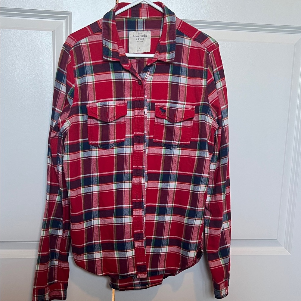 Abercrombie & Fitch Red and Blue Plaid Women's Shirt